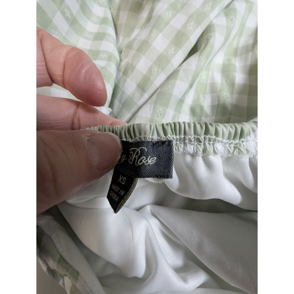 Lily Rose Sage Green Gingham Puff Sleeve Tie-Back Dress – Women's XS - Picture 4 of 16